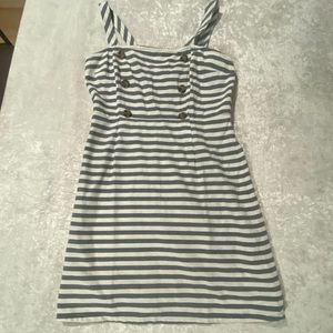 Grey and White Striped Dress